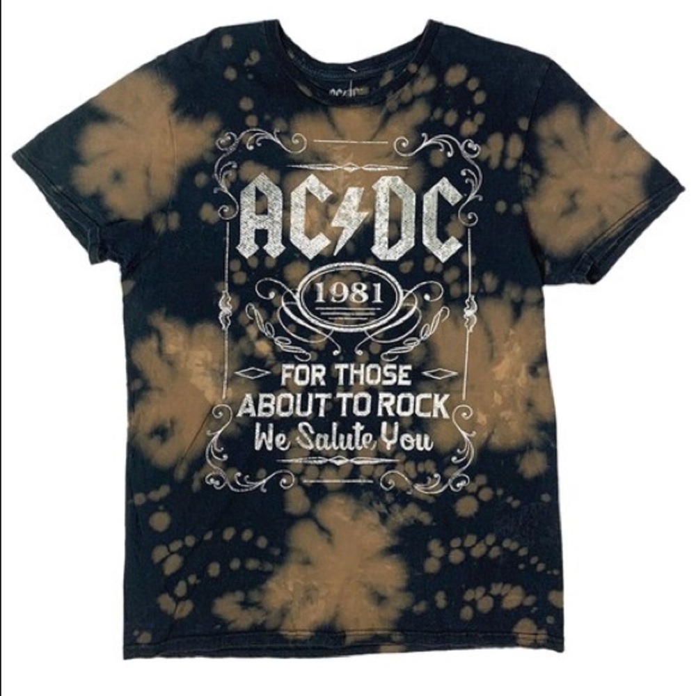 AC/DC Black Bleached 1981 T-Shirt 100% Cotton